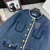 Kvinnors jackor designer hösten ny pra trend temperament bokstav metall spänne dekoration tryck utsmyckning denimrock 9vfo