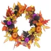 Halloween Decor Pumpkin Harvest Silk Fall Front Door Wreath 17 7 Inches Outdoor Wreath Thanksgiving Gifts Home Decor Y0901249n