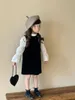 Ensembles de vêtements 2023 automne bébé fille vêtements solide chemises à manches longues robe enfants Costume tenue Costume 2 pièces costumes