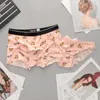 Onderbroeken Mooi paar Set van sexy slipjes Kant Ijs Zijde Stoffen Ondergoed Mannelijke Boxers Vrouwelijke Liefde