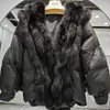 Manteau en duvet d'oie de luxe naturel réel col de fourrure de renard épais mode veste chaude vêtements d'extérieur décontracté manteaux d'hiver femmes 231226