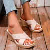 Slippers Slipper Woman Summer 2023 Casual Platform Wedges Sandals Fashion Open Toe Straw Braid Rome Women's High Heel