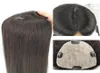 Remy Slik Base Human Hair Topper för kvinnor naturlig svart färg rak klipp i bitar 13x15cm8937158