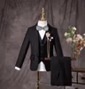 Flower Boys Black Wedding Suit Kids Jakce Vest Pants 3PC Formal Birthday Zestaw dzieci