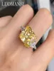 Luomansi Square Yellow Creation Moissanite Super Flash Ring 100S925 Silver Big Diamond Wedding Engagement Woman Jewelry K727332T2414857