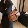 JIAERDI Vintage Brown Shoulder Bag Women Retro Pu Leather Soft Pocket Casual Handbag Female Moto Biker Y2k Handbags Aesthetic 231226