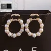 Earrings Womens Pearl Vintage Charm Classic Designer Hoop Boutique Box Packaging Gold Plated Gift Earrings