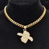 Pendentif Colliers Déclaration Flying Dollars pour hommes Hip Hop 4mm Cuivre Zircon Tennis Chaînes Glacé Bling Collier Bijoux Cadeau