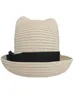 Women039s Girl039S Vintage Cat Uszy Howler Słomaż Sławika Słonecznie Summer Beach Rollup Bowknot CAP29891354817160