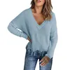 Pulls pour femmes Couleur unie Pull décontracté en forme de V rayé Kravis confortable femmes ski hauts manches longues chaleur tech hommes