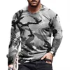 T-shirt à manches longues et col rond pour homme, ample, à la mode, avec impression numérique, sport, camouflage 3D, nouvelle collection printemps 2021