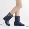 Rain Boots Women High Top Rubber Fleece Warm Ankle Bootie Waterproof Anti-Skid Rainy Walking Shoes Outdoor Ladies Wading Shoes 231226