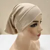 Abbigliamento etnico Cappello musulmano Turbante Tessuto filettato Berretto islamico a strisce Hijab TUBO