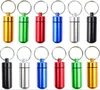 17X48mm Mini Portable Waterproof Metal Aluminum Pill Box Case Bottle Keychain Easy Take Pill Container Key Chian Keyring Outdoor Travel Care