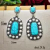 Boucles d'oreilles Collier Vintage Blanc Petite Perle Carrée Pierre Longue Boucle D'oreille Ethnique Naturel Bleu Turquoises Dangle Pour Les Femmes Mode Boh301T