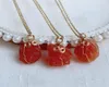 Pendant Necklaces 15-20mm Small Natural Stone Necklace Steel Chain Wrap Rock Raw Red Agates Carnelian Crystal Women Femme7738644