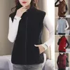 Damesvesten Lichtgewicht damesjack Mouwloos pluche vest met opstaande kraag Ritssluiting Winter Warm vest Hals voor herfst