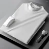 T-shirts voor heren Casual halfhoge hals Basic T-shirt Lange mouw Effen kleur Dikke stretch Dieptepunt Tee Tops Ondershirt Shirtkleding