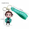 PVC cute anime 3D demon slayer car keychain Japan cartoon character toy figure bag pendant kimetsu no yaiba rubber keychain