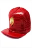 Hommes Hip Hop Casquettes Street Dance Baseball Hiphop Chapeaux Golden Lion Head Casquettes De Baseball Faux Cuir Casual Crocodile Grain Soleil Chapeaux Sna7664278