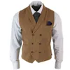 Lapel Steampunk Woolen Tyg Gilet Men Double Breasted Vest MANEN MÄNSALSA Formell kostym Sociala kostymer Blazerkläder