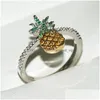 Cluster Rings Cute Pineapple Sier Ring With Zircon Stone For Women Wedding Engagement Fashion Jewelry 2021 Drop Delivery Dhcjp