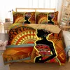 sets African People Bedding Set Woman Duvet Cover Twin Full Queen King Size Home Textiles Red Orange Bedclothes 3PCS Dropshipping C0223