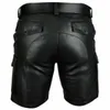 Motorcykel faux läder korta byxor manlig sommarcyklist ridning pu last multipockar män kläder shorts shorts män techwear 231225