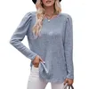 T-shirts pour femmes Hauts pour femmes Casual T-shirts de couleur unie Mode Col rond T-shirts à rayures Automne Manches longues T-shirt Vêtements élégants