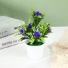 Decorative Flowers Artificial Plants Potted Simulation Lotus Fake Flower Home Garden Decoration Indoor Table Room Ornament Green Mini Bonsai