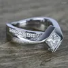 Cluster Rings SpringLady Princess Cut High Carbon Diamond Ring 925 Sterling Silver Party Wedding Band For Women Promise Jewelry