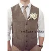 Mäns Herringbone V-ringning Single Breasted Wedding Vest Formal Man Suit Jackets Male Vests Elegant Suits Waistcoat