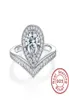 Bröllopsringar Luxury Original 925 Solid Silver Ring Classic 15 Carat Mossanite Diamond Jewelry for Women Engagement RM10394253495