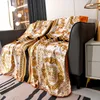 Роскошное дизайнерское одеяло золото-черный узор с принтом дворцового двора Диван-кровать с принтом Двухслойное дизайнерское лисье бархатное одеяло для украшения дома