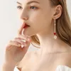 Dangle Earrings Korean Version Fashion Heart-shaped Hook For Women Exquisite Shiny Zircon Peach Heart Tassels Jewelry Birthday Gift