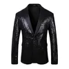 Ternos masculinos moda homens lantejoulas terno jaqueta preto / ouro vermelho luxo único breasted baile de formatura vestido blazers casacos