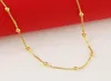 Whole pure gold color gold bead chain necklace24k gold GP 2MM box chain with balls necklaces 45cm long love necklace3074520