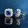 Boucles d'oreilles à clous bleu Royal, 7 clous d'oreilles entourés d'yeux de cheval, plein de diamants, à la mode et de Style Simple, 2023