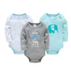 Nascido Baby Girl Bodysuit 3 Pcs / Lote Manga Longa 100 Algodão Bonito Dos Desenhos Animados Imprimir Macacões 3 M 6 M 9 M 12 M 18 M 24 M Roupas 231225