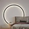 Minimalist LED Circle Background Wall Lamp Home Indoor Decor Wall Sconces Living Room Hall Hotel Wall Lights Bedside Light Black