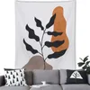Tapestries grossist akvarell Abstract Geometric Botanical Leaves Tapestry Wall Hang Home Decoration Art Art