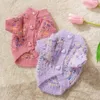 Dog Apparel Puppy Ladies Flower Yarn Sweaters Pet Open Button Teddy Warm Knitted Cute Clothes