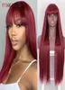 Synthetic Wigs FORCUTEU Long Straight Wine Red Wig With Bangs Hair Bang For Women Heat Resistant3791761