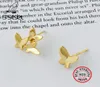 S039Steel Butterfly Stud Earrings 925 여성을위한 스털링 실버 이어링 한국 귀여