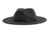 Chapéu fascinator de feltro, chapéu da moda para homens e mulheres, aba larga, jazz, fedora, com faixa de couro, preto, panamá, chapéu trilby, chapéu fedora 9090639