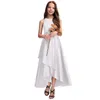 Girl Dresses YZYmanualroom Flower Dress Junior Bridesmaid A-line Scoop Asymmetrical Satin With Cascading Ruffle 2-15T