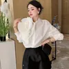 Women's Blouses Nomikuma Fashion 3D Flower Long Sleeve Blouse Women 2023 Korean Shirts Causal Turn-down Collar Elegant Tops Camisas De Mujer