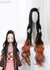 Anime Demon No Nezuko Wig Long Heat Resistant Synthetic Hair Perucas Cosplay Wigs and Wig Cap L2208026756444