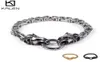 Königliches Gliederkettenarmband für Herren, Edelstahl, Silber, Gold, Schwarz, doppelter Löwenkopf-Charm-Armband, Schmuck 7606192