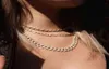 Hiphop Bijoux Collier Bracelet 14k Plaqué Or CZ Diamant Femmes Glace Cubain Lien Chain284v1705928